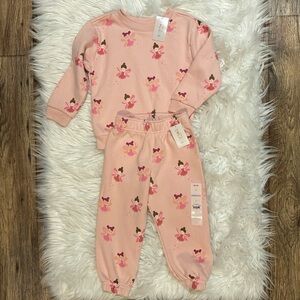 NWT Garanimals Fairy Fleece Sweatshirt & Joggers Set 2T Toddler Girl Pink